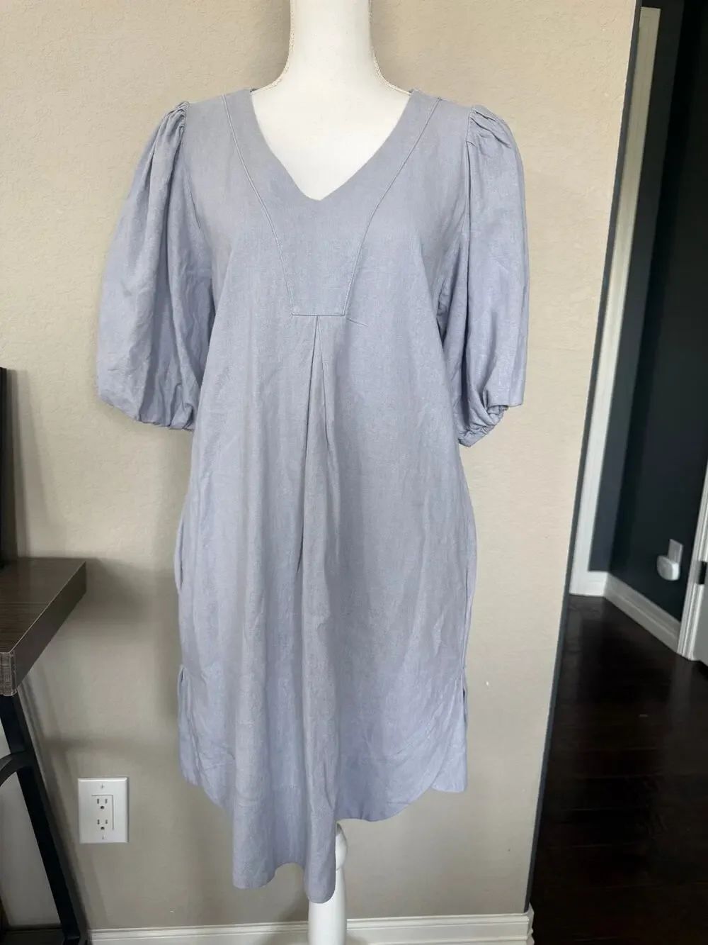 For Cynthia Light Blue Linen Blend Tunic Small